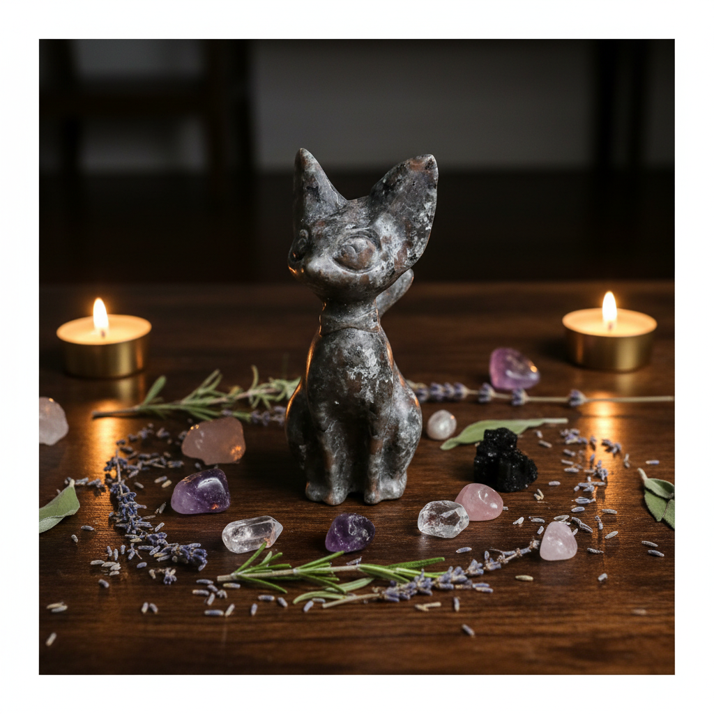 Gatto Seduto Yoperlite altare esoterico
