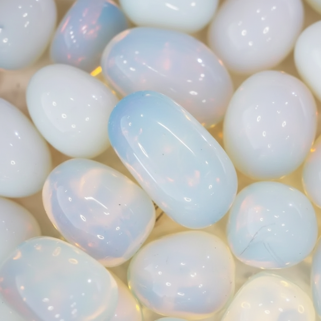Macro close-up opalite tumbled