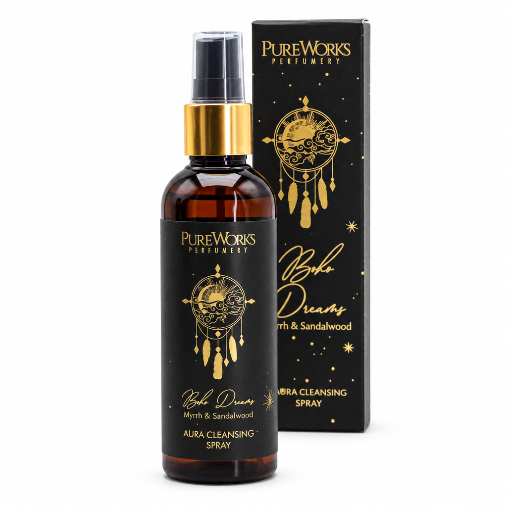 Spray aromatico Sogni Boho Mirra e Sandalo da 100 ml con confezione