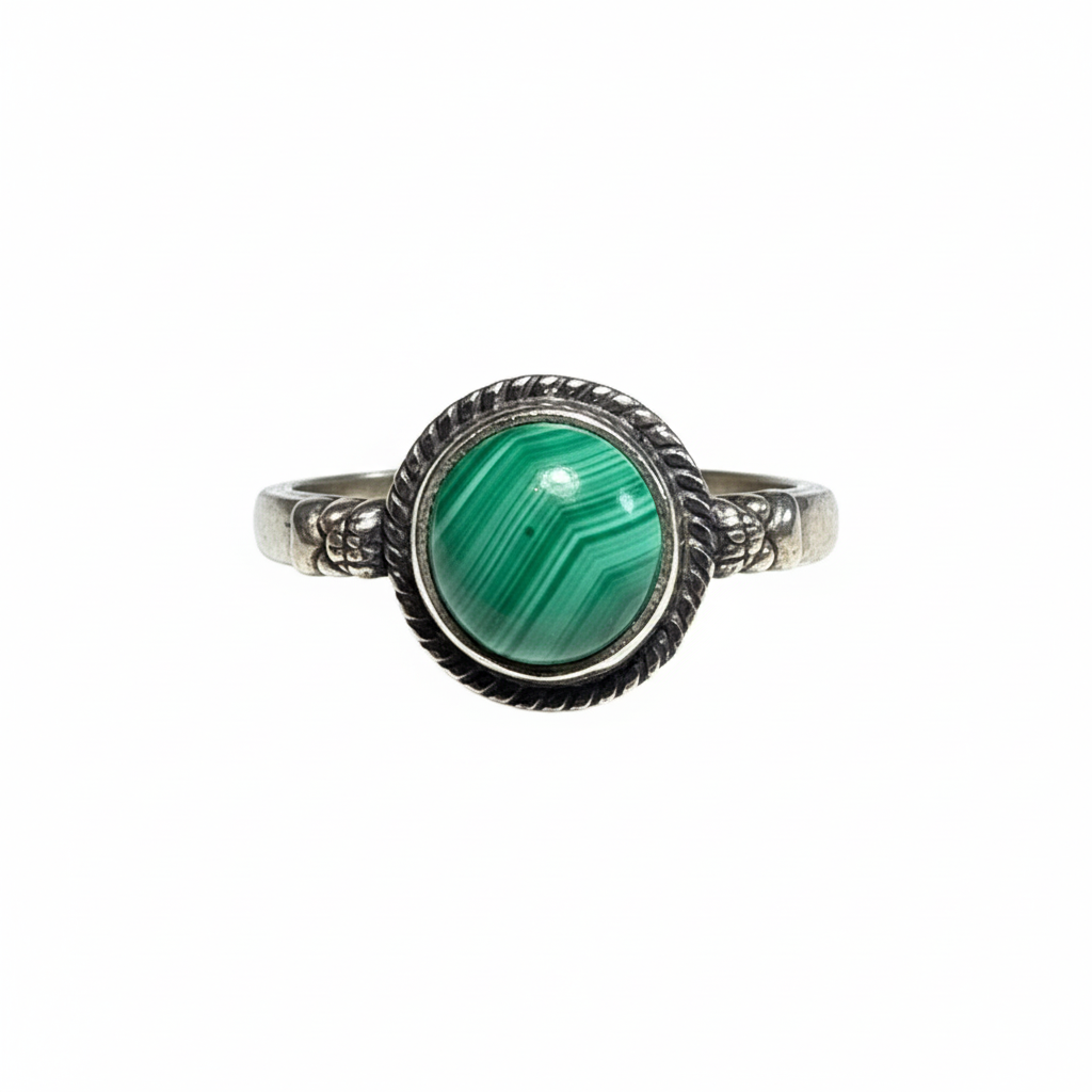 Anello Malachite Naturale - sfondo bianco