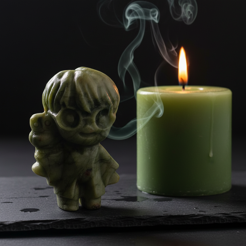 Dobby Folletto in Giada Verde - candela verde con fumo