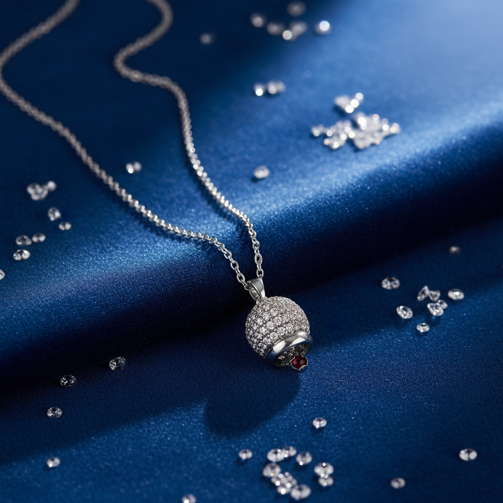 Collana Campanella di Capri - velluto blu con zirconi