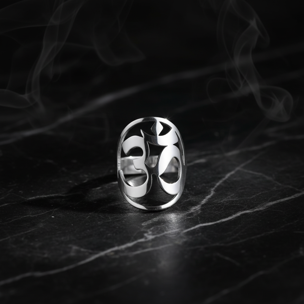 Anello Om Ovale - Marmo nero