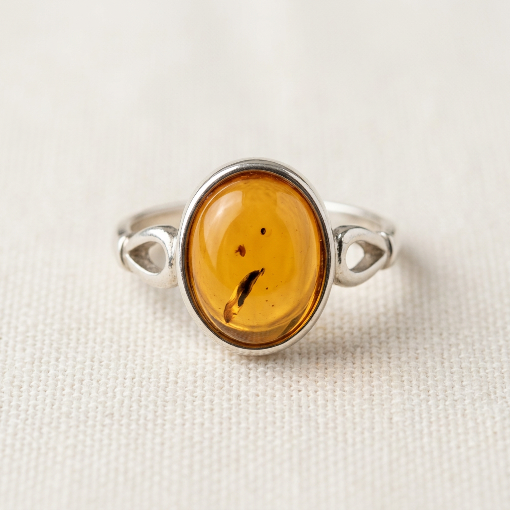 Anello ambra 324 su lino