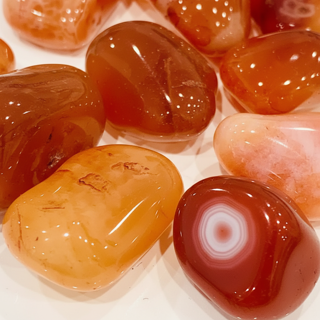 Macro close-up corniola tumbled