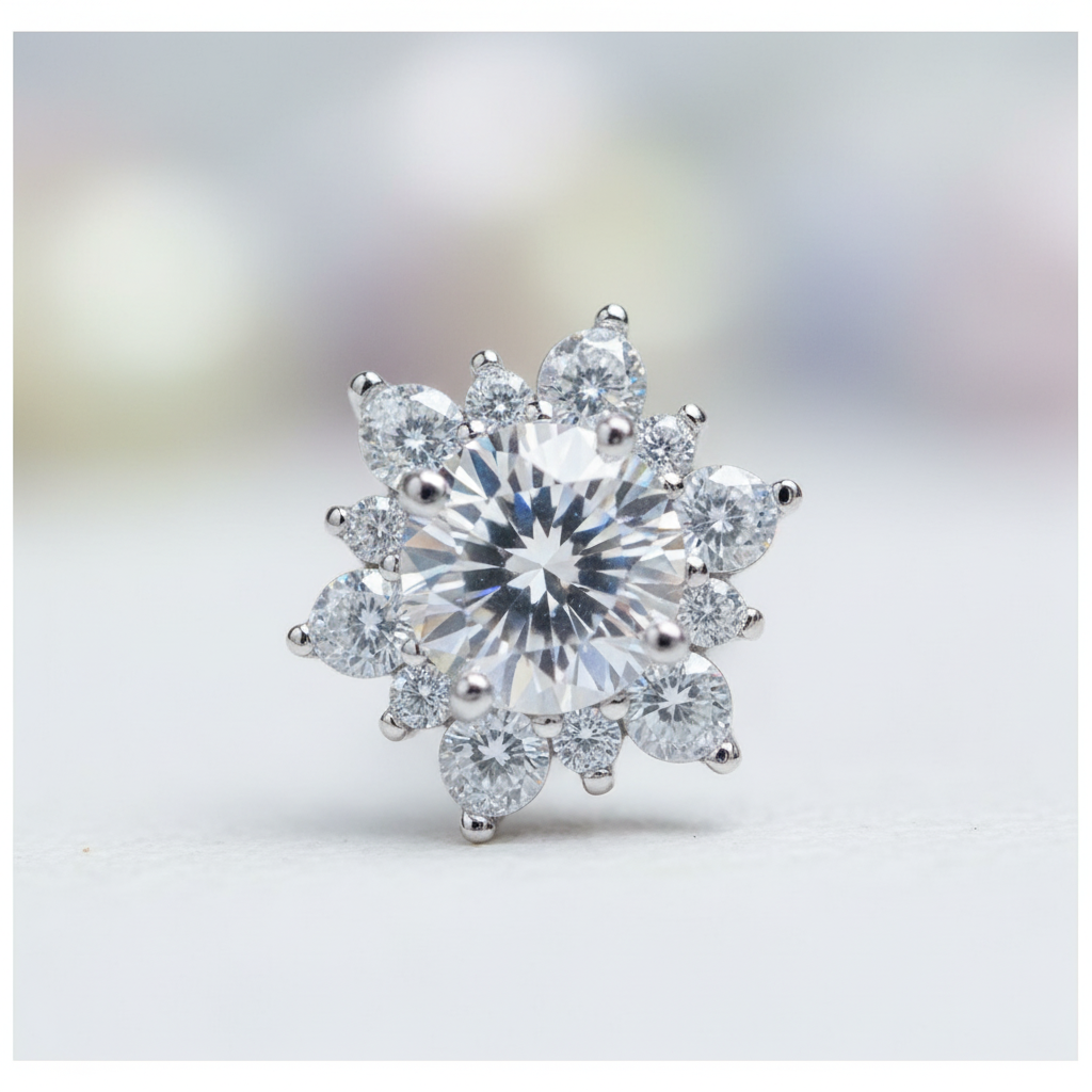 Orecchini Fiocco di Neve in Argento con Moissanite 1ct