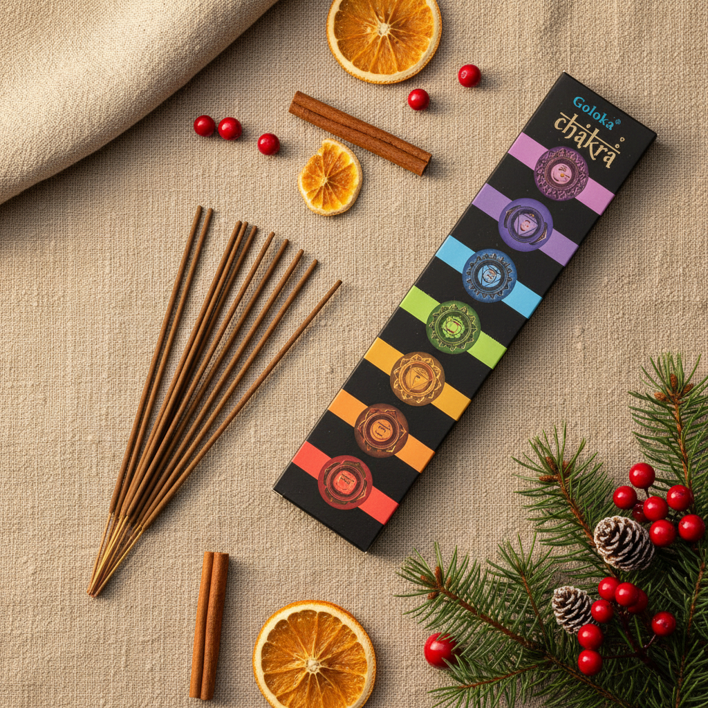 Goloka Chakra Incense - box diagonale con stick in basso