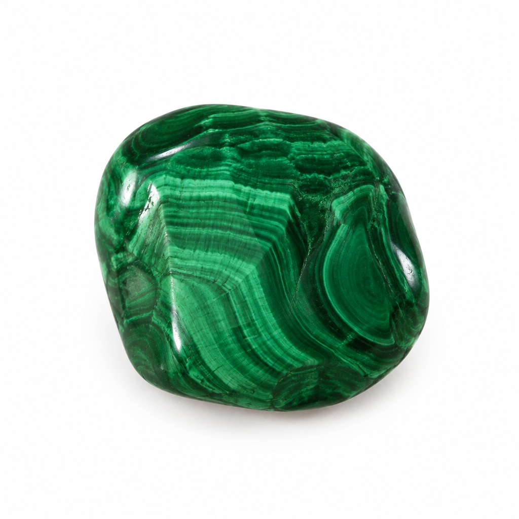Malachite burattata su fondo bianco