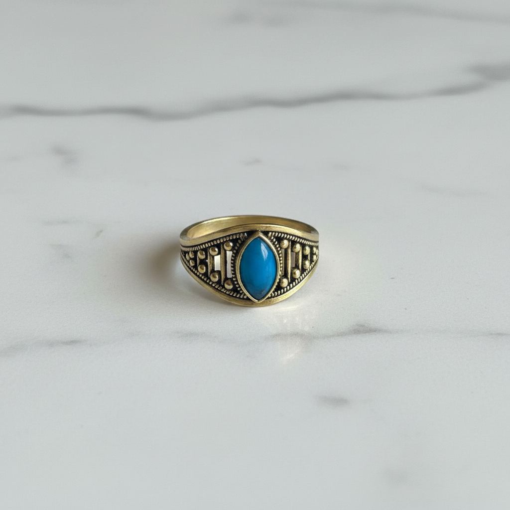 Anello Etnico Gold - Turchese