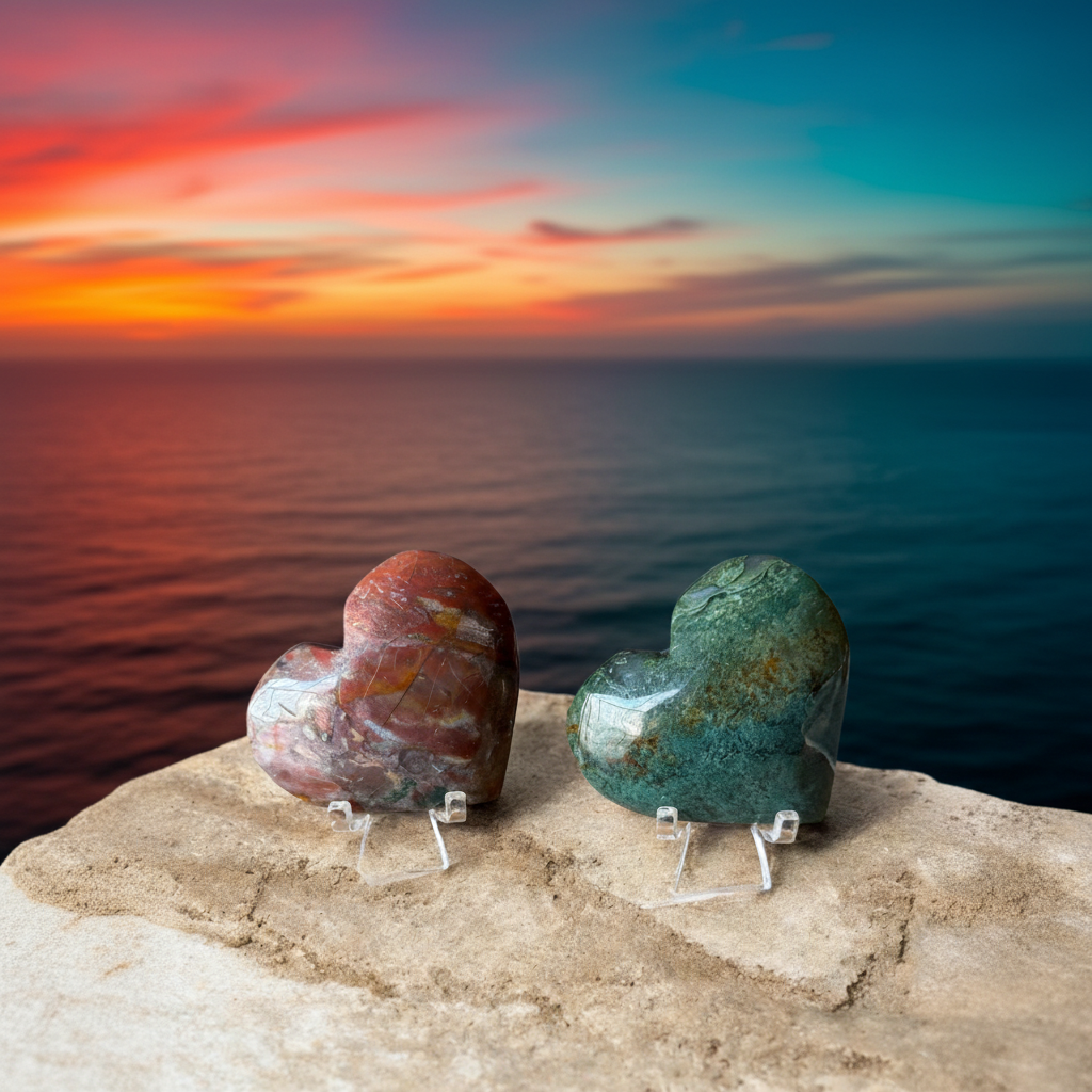 Cuori Diaspro Oceano - Lati Opposti Tramonto