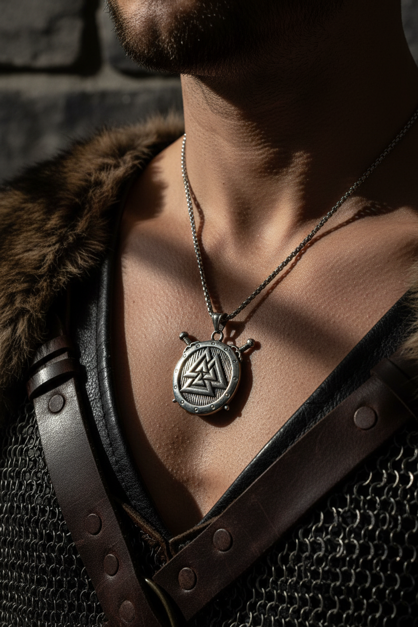 Collana Valknut Vichingo - indossata lifestyle