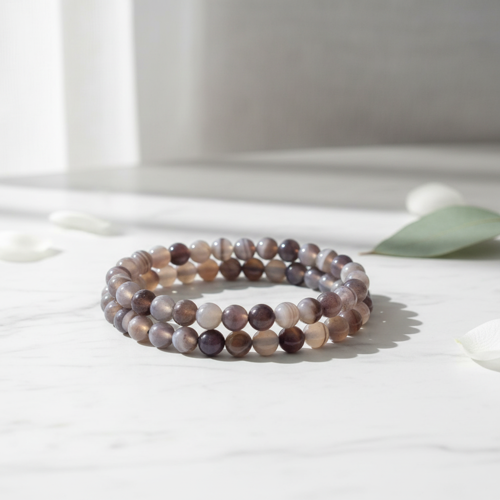 Bracciale Agata Botswana - Product shot su marmo