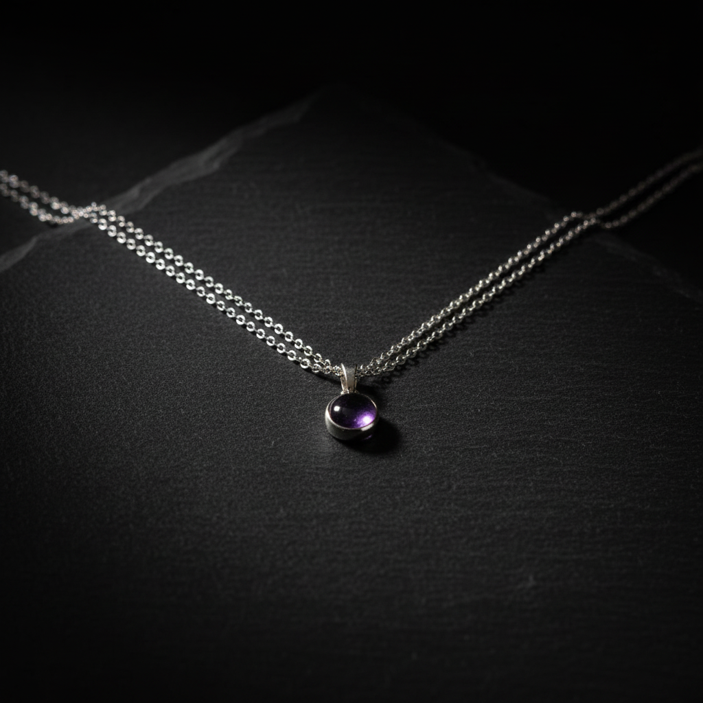Collana con Ciondolo in Argento e Ametista Naturale