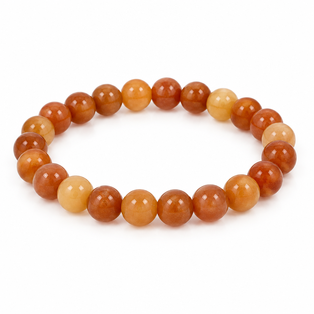 Bracciale in avventurina rossa su fondo bianco