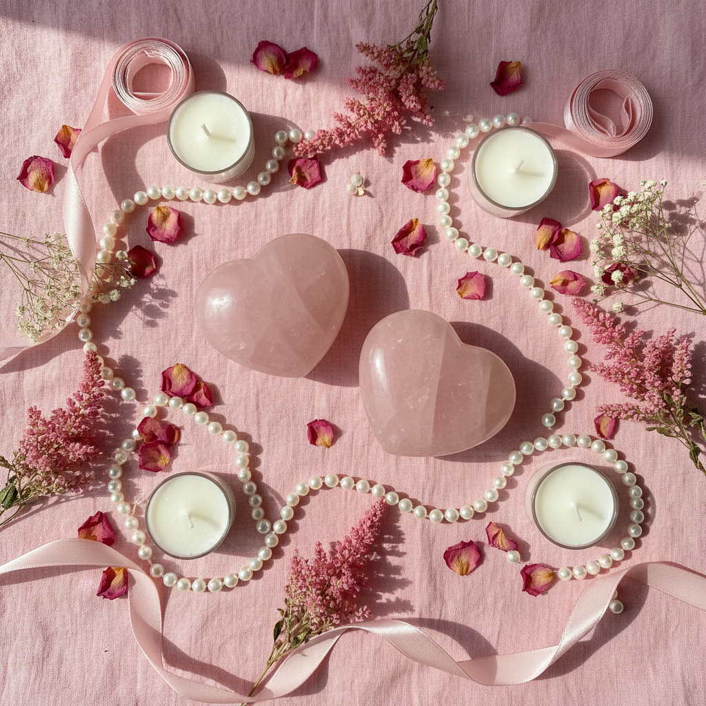 Cuori Quarzo Rosa - Flat Lay Valentine