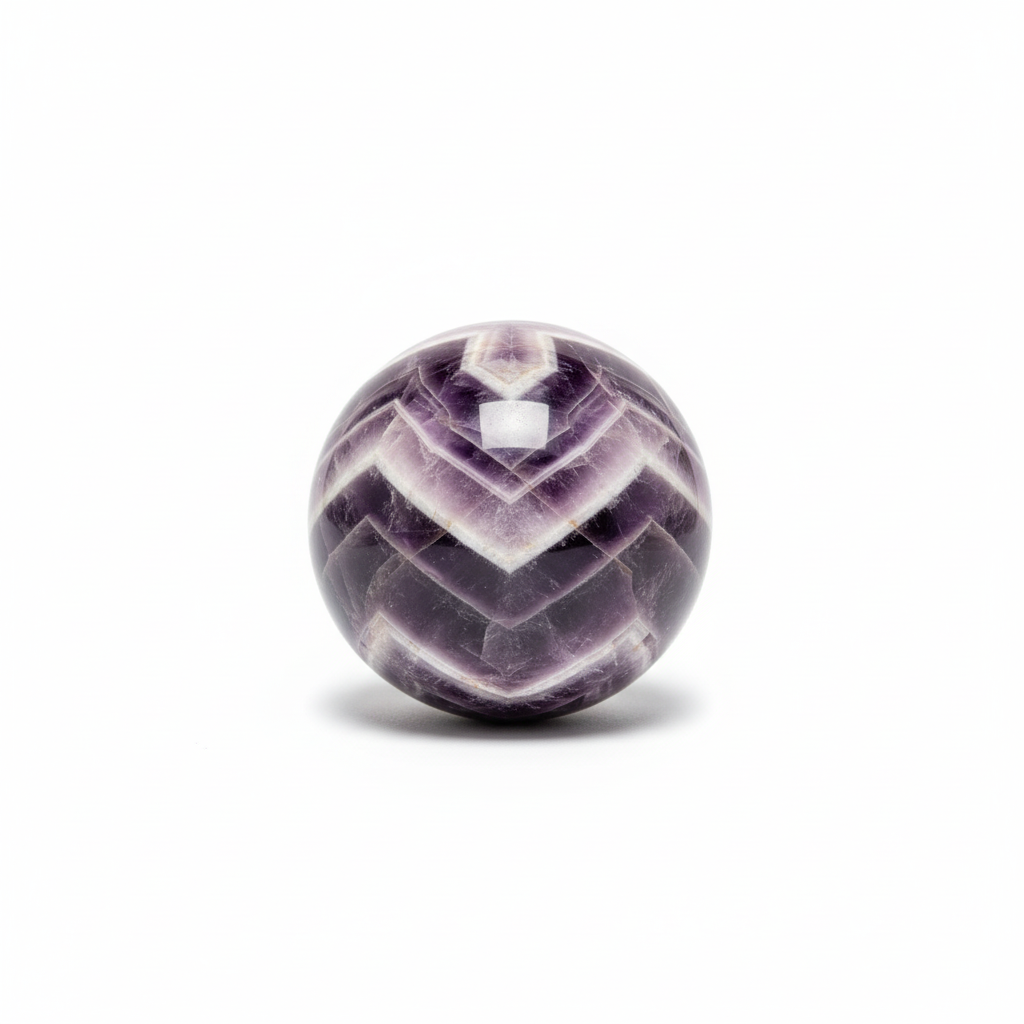 Sfera Ametista Chevron - sfondo bianco