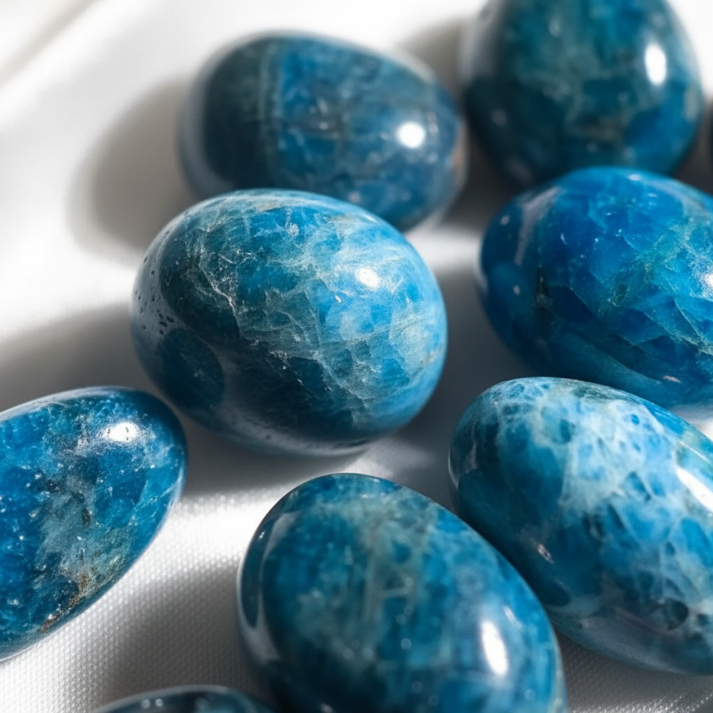 Macro close-up apatite blu tumbled