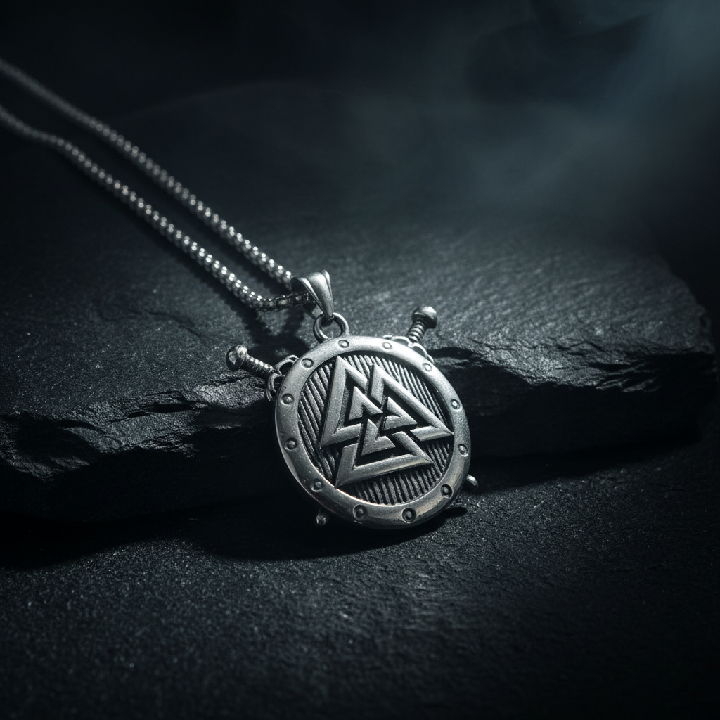 Collana Valknut Vichingo - pietra nera