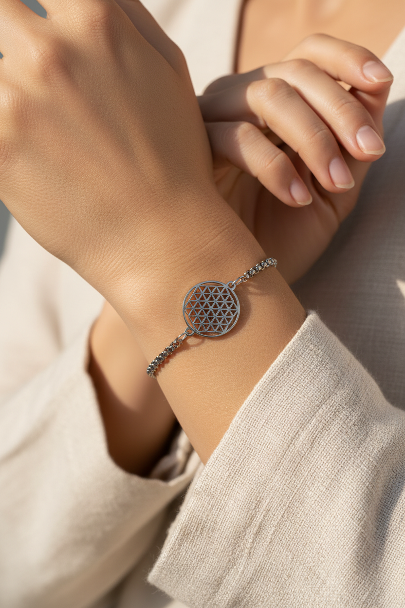Bracciale Fiore della Vita Acciaio Inox