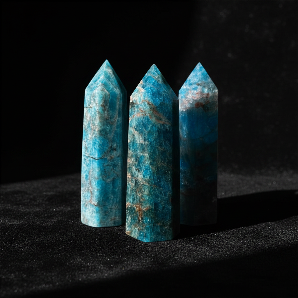 Torre di apatite blu - velluto nero
