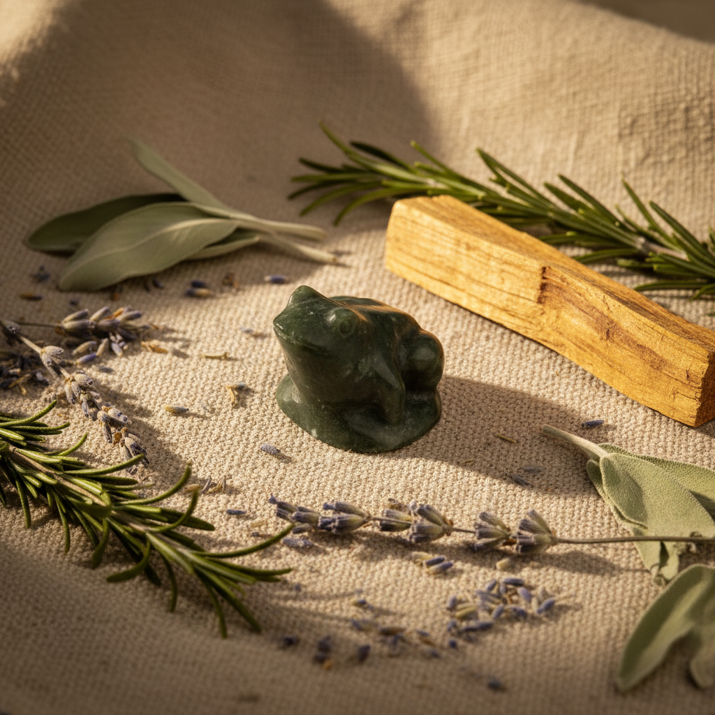 Rana Xiuan giada verde - lifestyle altare