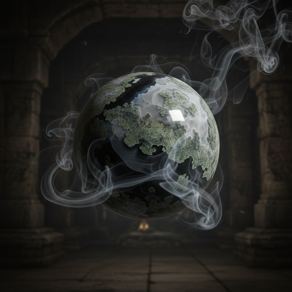 Sfera in Agata Vulcano con fumo mistico