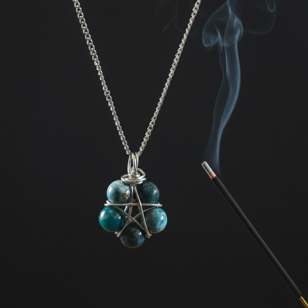 Collana Pentacolo Apatite - con incenso e fumo