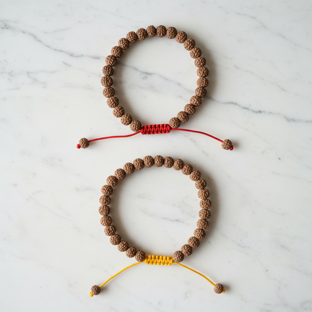 Bracciale rudraksha - entrambe le varianti rosso e giallo