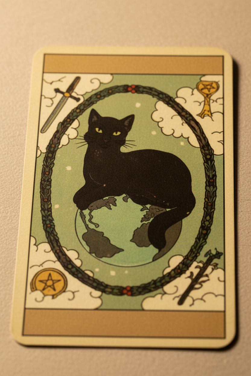Tarocchi dei Gatti - macro carta gatto nero art nouveau