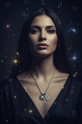 Collana Sole e Luna Tarocchi indossata - editorial fashion esoterico