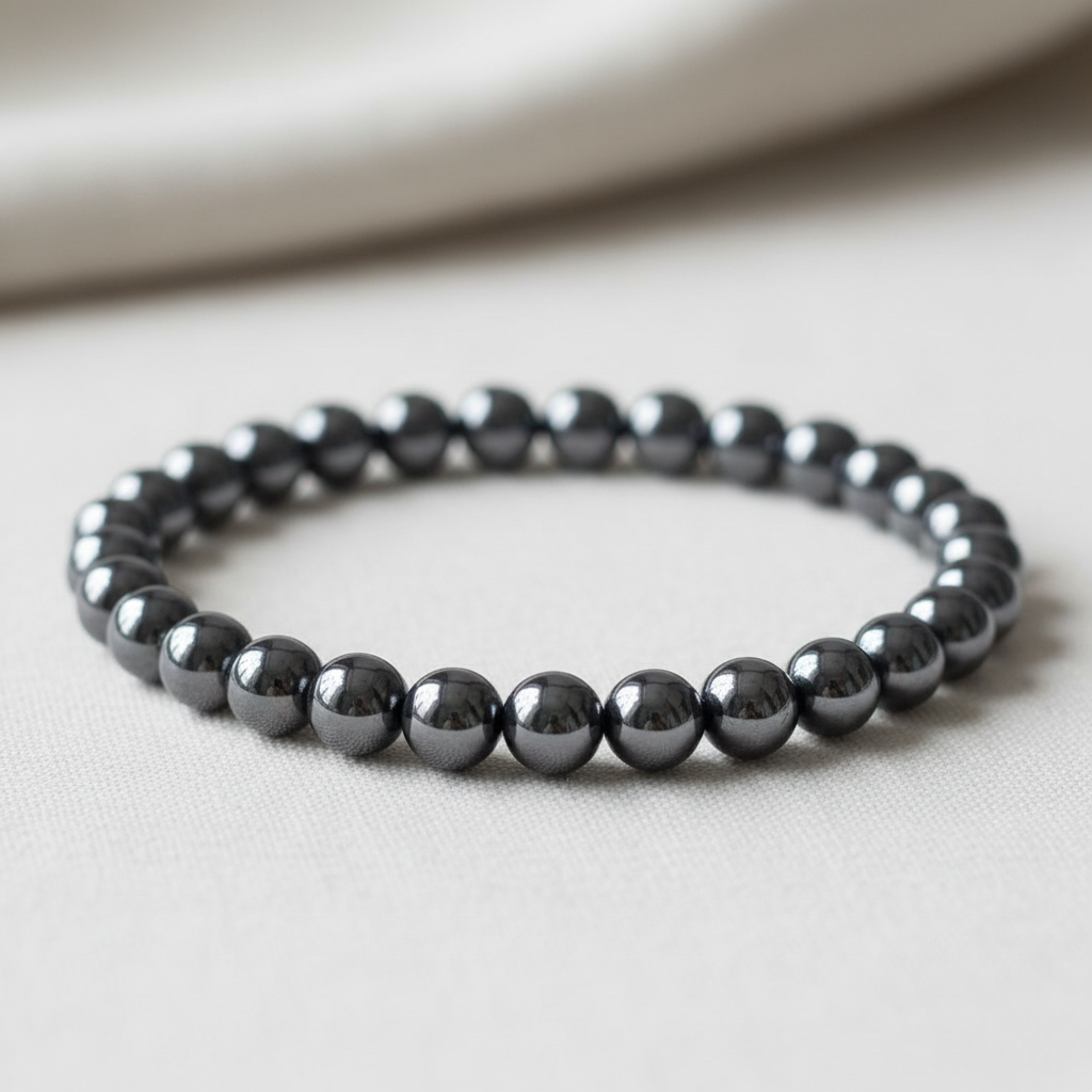 Bracciale Ematite 8mm - close-up dettaglio