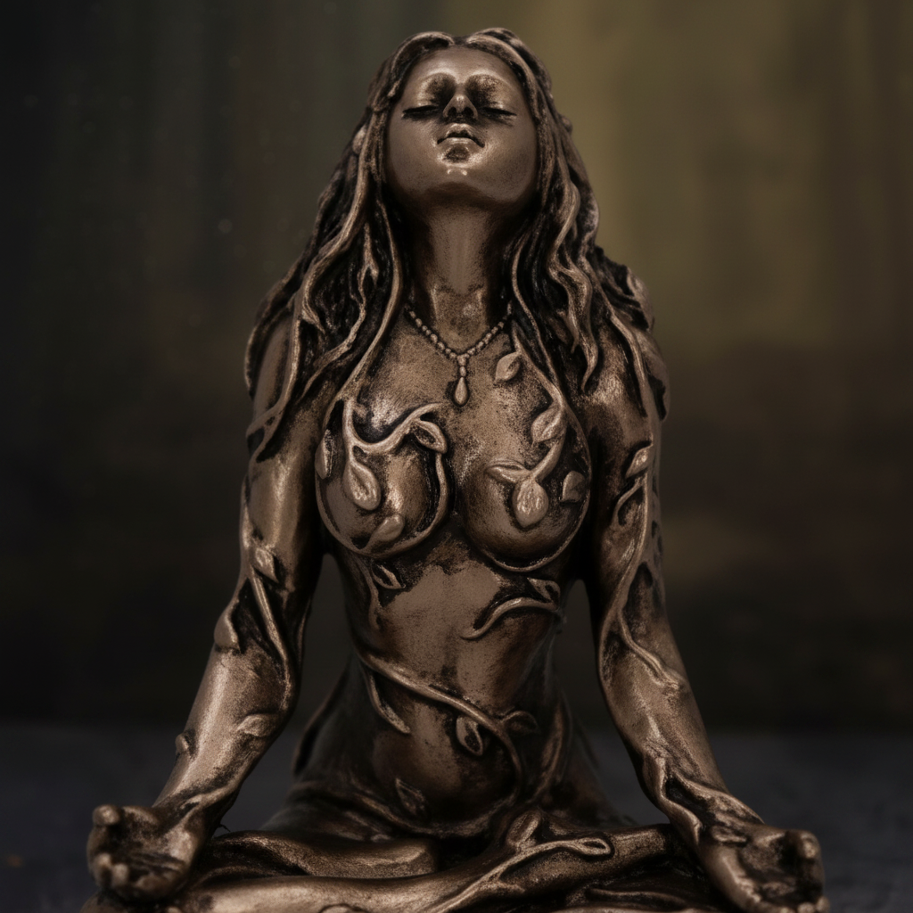 Statua Madre Terra in Meditazione - macro dettagli