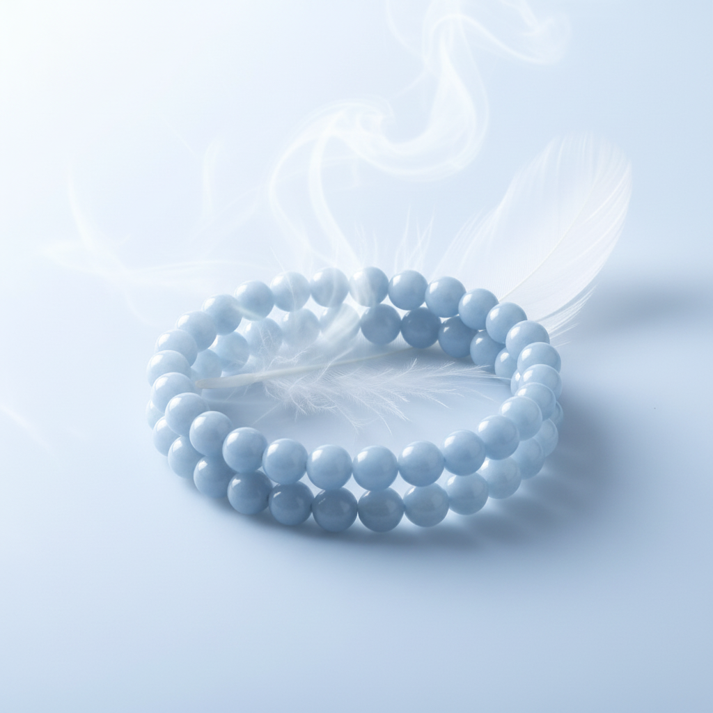 Bracciale angelite estetica angelica fumo bianco