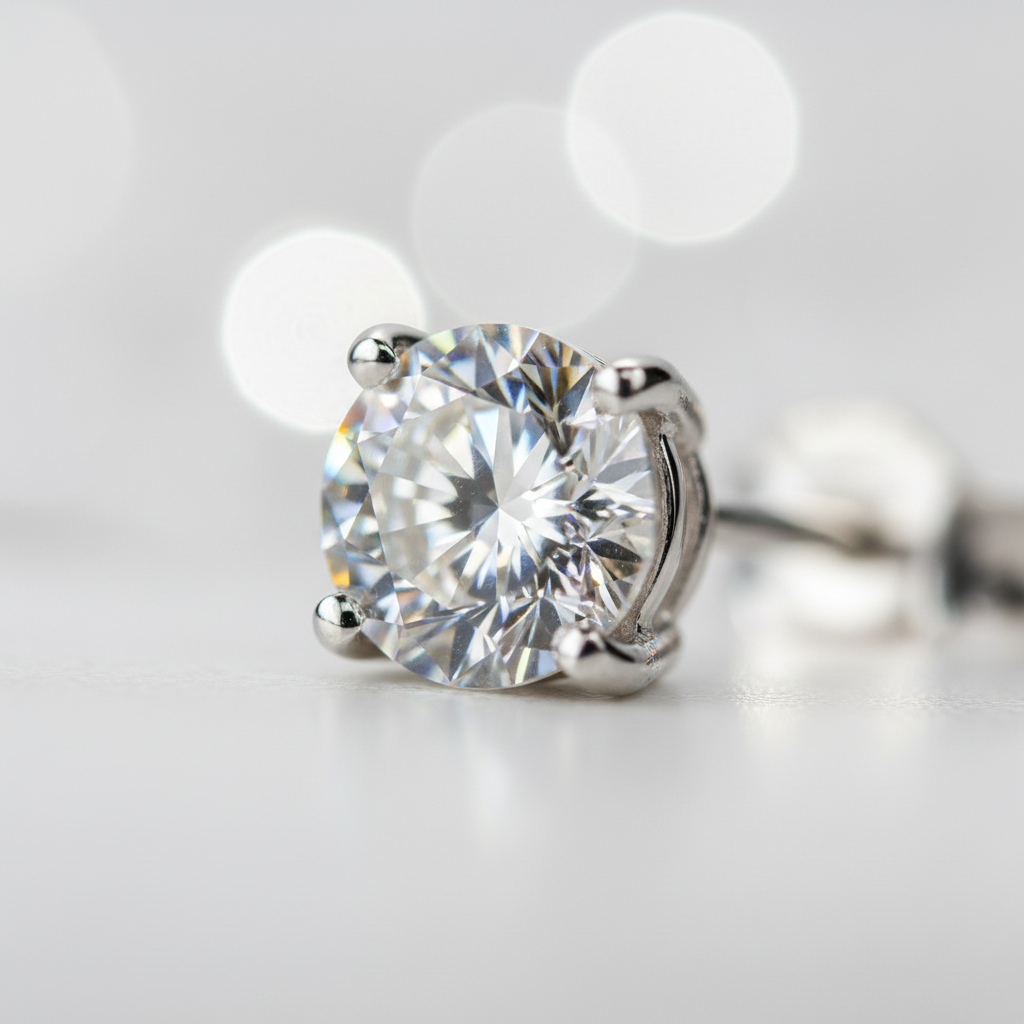 Orecchini Punto Luce in Argento con Moissanite 1ct