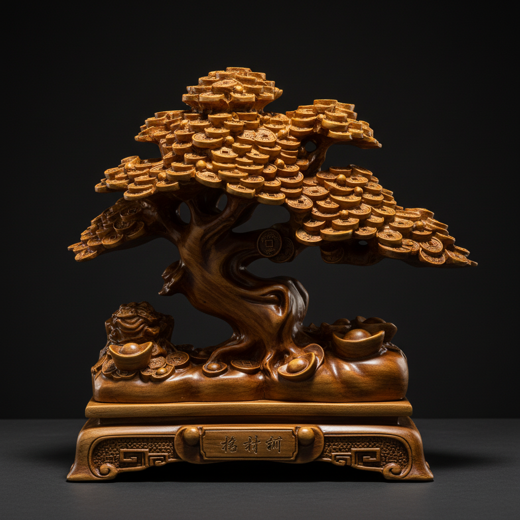 Albero della prosperità sfondo scuro luce dorata
