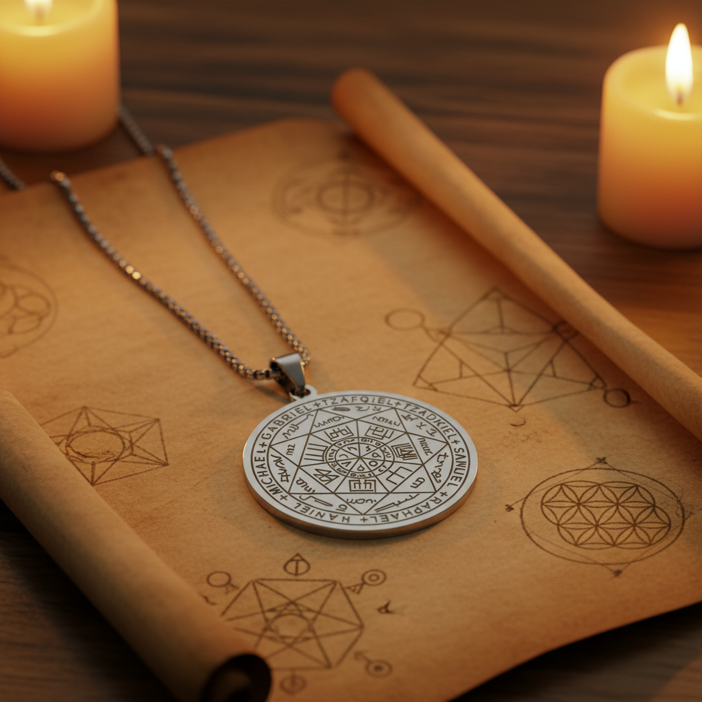 Collana Sigillo 7 Arcangeli - pergamena con geometria sacra
