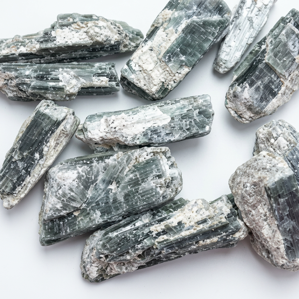Dettaglio della cianite verde grezza