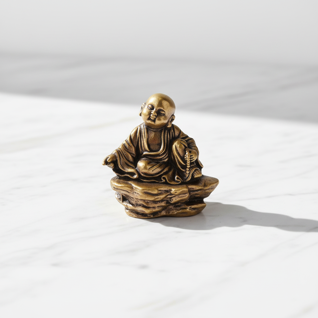 Mini Buddha ottone - flatlay marmo