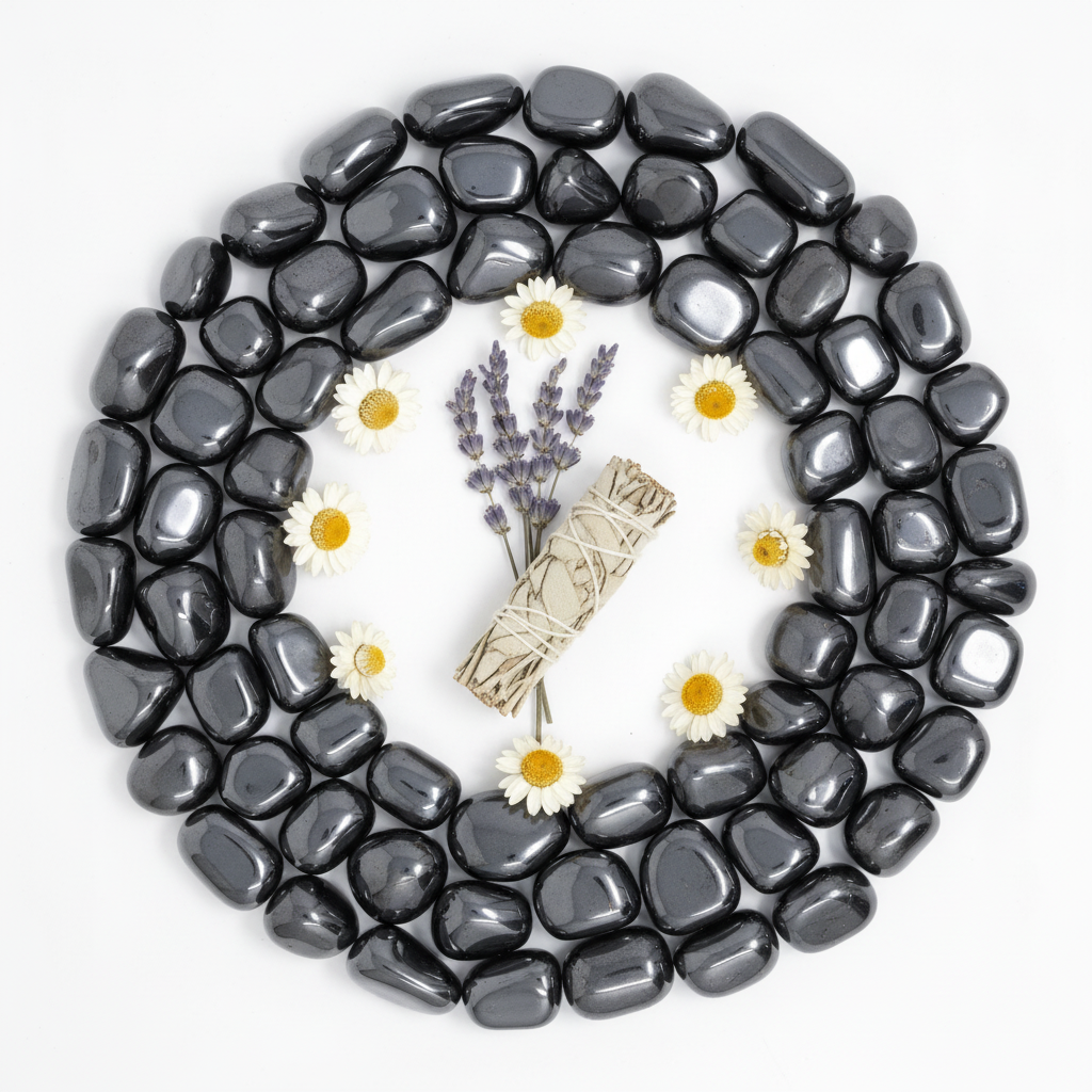 Ematite con fiori secchi e salvia