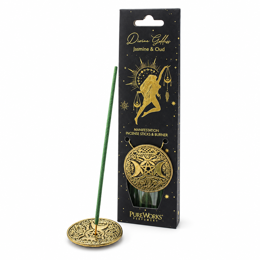 Incenso Dea Divina Gelsomino e Oud con porta-incenso dorato
