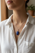 Collana con Ciondolo Vintage in Argento e Lapislazzuli Naturale