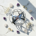 Pentasfera alluminio - flatlay marmo con cristalli