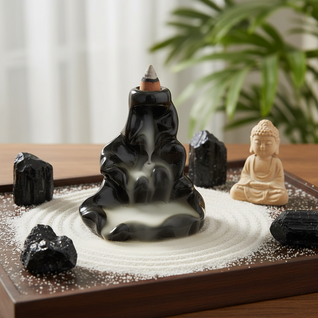 Bruciatore Cascata - zen con cristalli e sabbia bianca