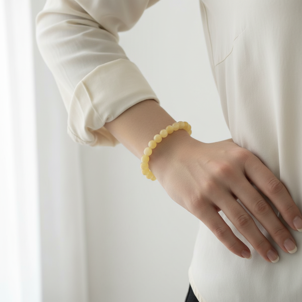 Bracciale Calcite Gialla - Indossato al polso