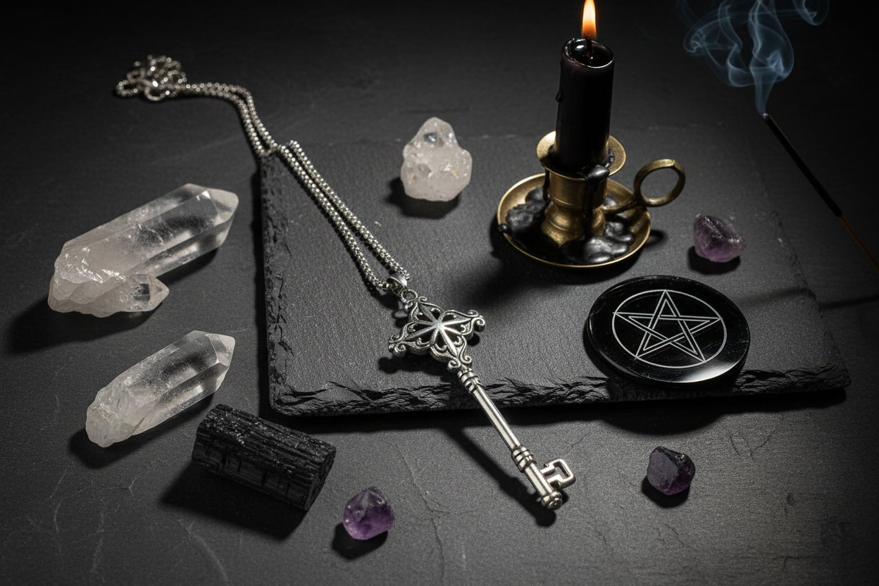 Collana Chiave Gotica con cristalli e candele