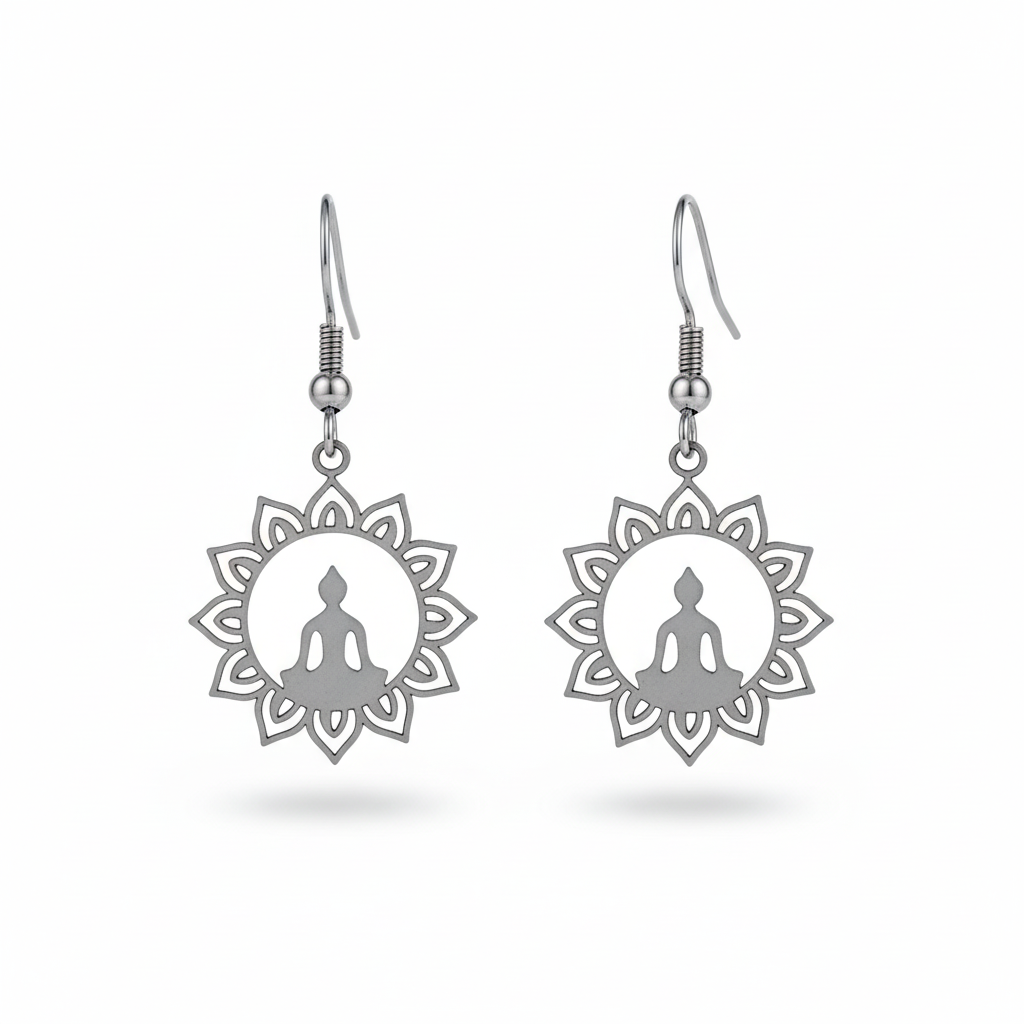 Orecchini Buddha Mandala sfondo bianco