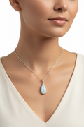 Collana con Ciondolo Goccia Grande in Argento e Larimar Naturale