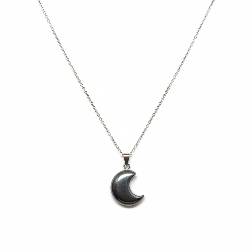 Collana Luna Ematite sfondo bianco