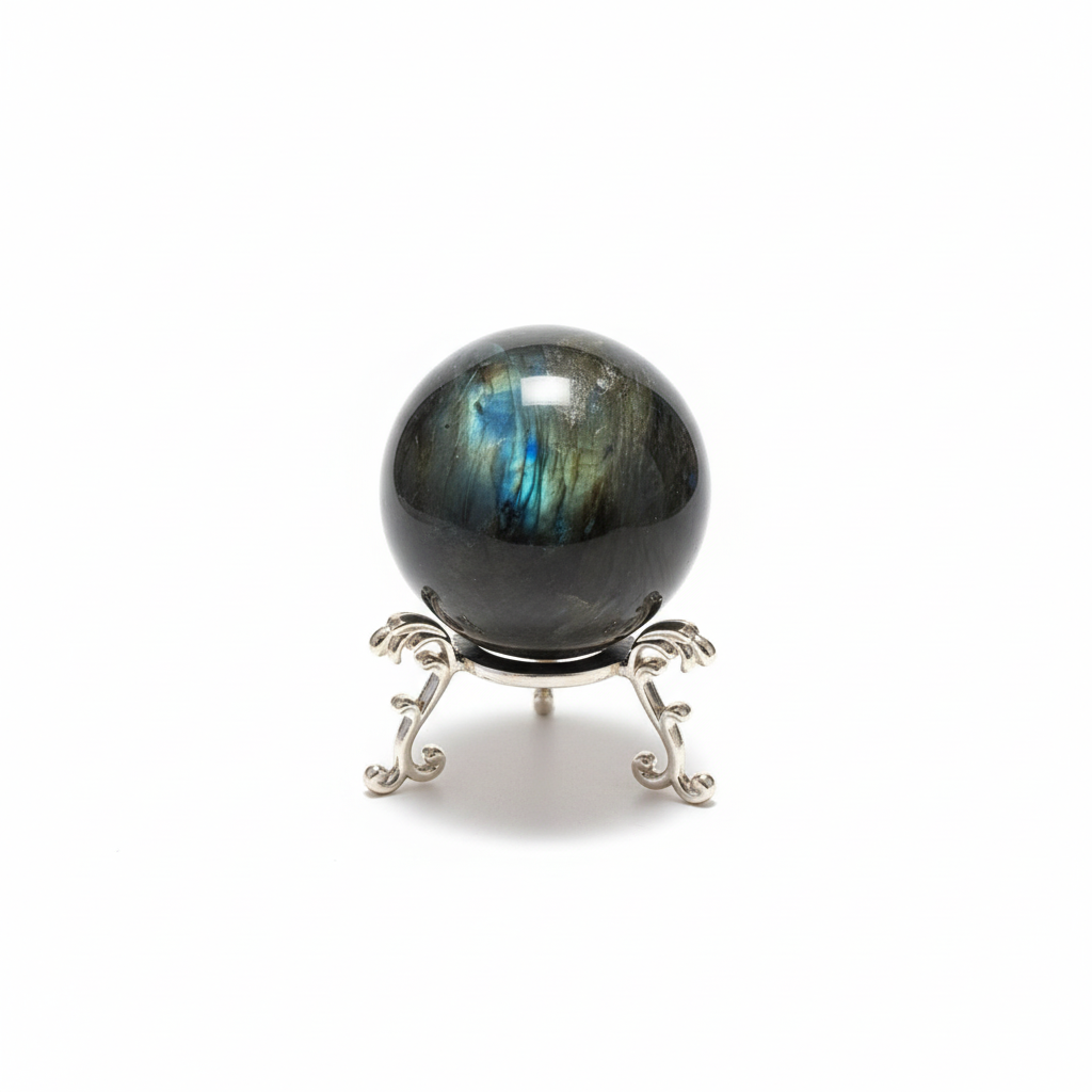 Sfera Labradorite sfondo bianco