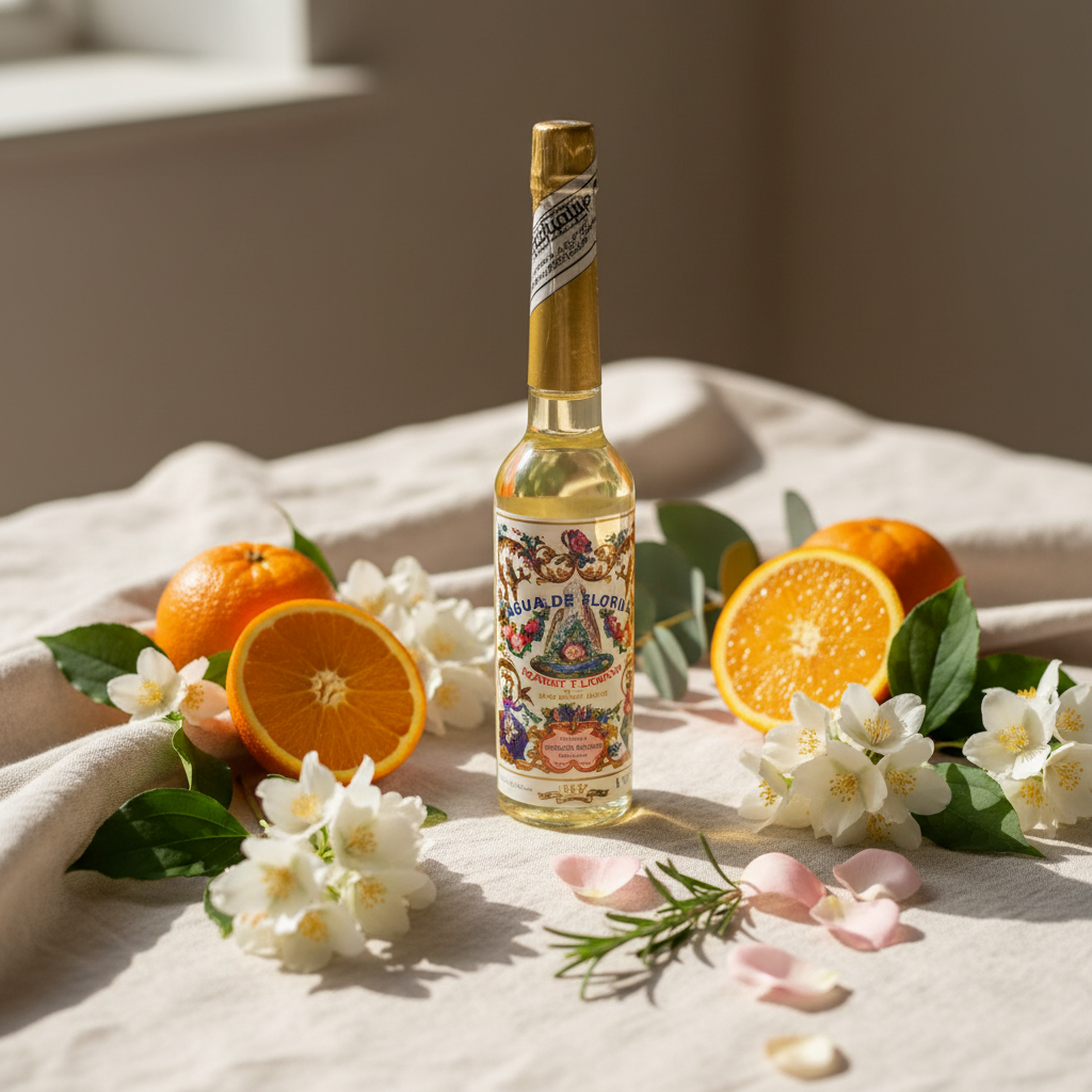 Gelsomino, arance e rose su lino naturale